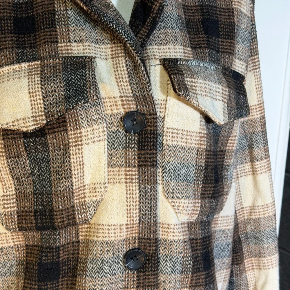 Miss Selfie Plaid Shacket / Jacket - Brown and Cream